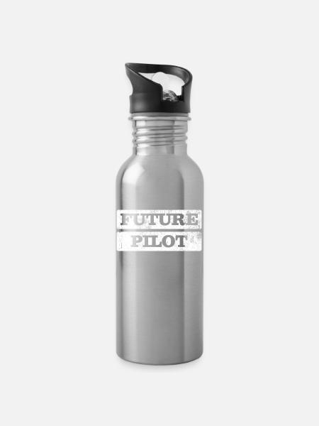 Pilot - Trinkflasche mit integriertem Trinkhalm - Lightsilver
