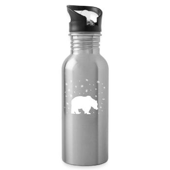 Eisbär Im Schnee - Trinkflasche mit integriertem Trinkhalm - Lightsilver - Rechts