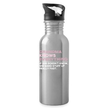 Grandma Knows Everything - Trinkflasche mit integriertem Trinkhalm - Lightsilver - Rechts