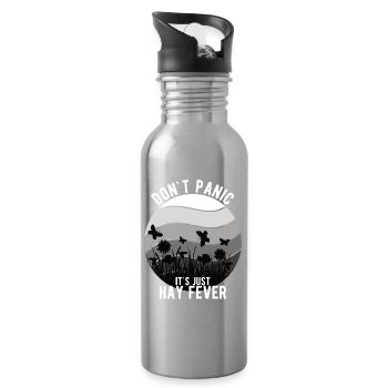 "Don't Panic It's Just Hay Fever" Heuschnupfen - Trinkflasche mit integriertem Trinkhalm - Lightsilver - Rechts