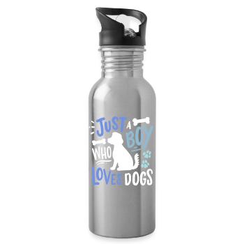 Chien Amoureux des chiens - Gourde avec paille intégrée - argent clair - Droite