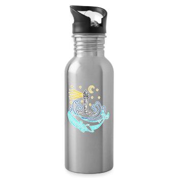 Phare côte mer mer - Gourde avec paille intégrée - argent clair - Droite