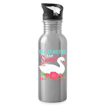 Cygnes Oiseaux d’eau Cygne - Gourde avec paille intégrée - argent clair - Droite