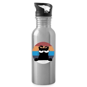 Grumpy Katze - Water bottle with straw - silver - Right