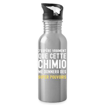 Humour de survie – Espérer des super-pouvoirs - Gourde avec paille intégrée - argent clair - Droite
