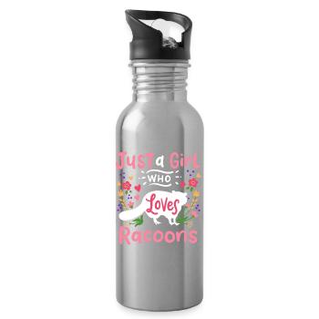 Raccoons Raccoon Lovers - Water bottle with straw - silver - Right