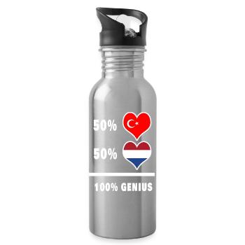 Niederlande und Türkei genial / Geschenk - Trinkflasche mit integriertem Trinkhalm - Lightsilver - Rechts