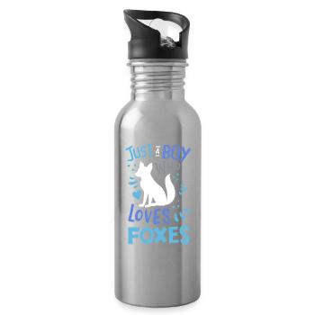 Füchse Fuchs Fuchsliebhaber - Trinkflasche mit integriertem Trinkhalm - Lightsilver - Rechts