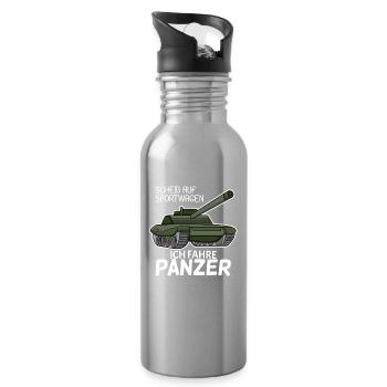 Panzer Militär Geschenk - Trinkflasche mit integriertem Trinkhalm - Lightsilver - Rechts
