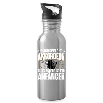 Akkordeon - Trinkflasche mit integriertem Trinkhalm - Lightsilver - Rechts