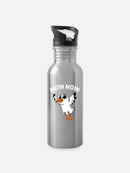 Moin Moin Baby Möwe - Trinkflasche mit integriertem Trinkhalm - Lightsilver