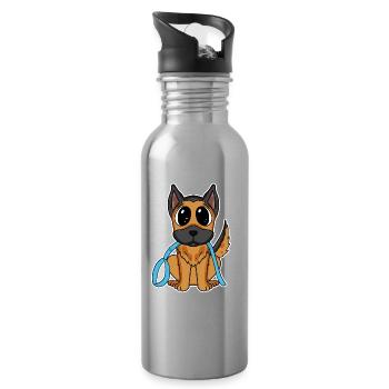 German Shepherd - Water bottle with straw - silver - Right
