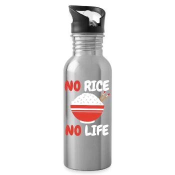 Rice Filipino Philippines Asian Food - Water bottle with straw - silver - Right