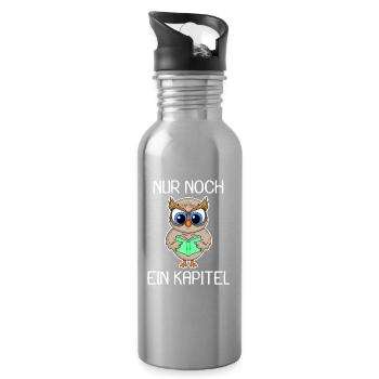 Eule Lesen Buch Bücher - Trinkflasche mit integriertem Trinkhalm - Lightsilver - Rechts