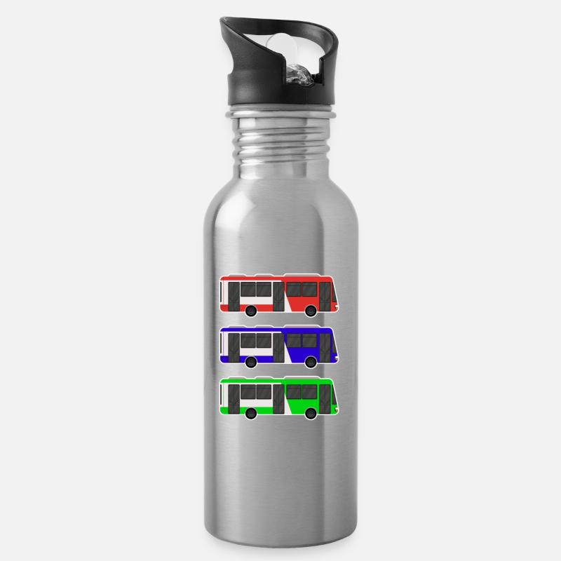 Bus - Trinkflasche mit integriertem Trinkhalm - Lightsilver