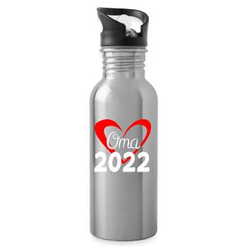 Oma 2022 - Werdende Oma - Trinkflasche mit integriertem Trinkhalm - Lightsilver - Rechts