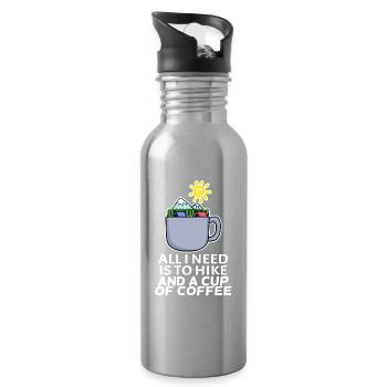 Coffee Mountain Mountains Hiking - Water bottle with straw - silver - Right