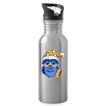 Le lève-tôt Hibou Dormir - Gourde avec paille intégrée - argent clair - Droite