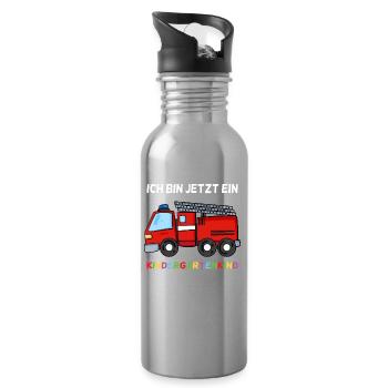 Geschenk für Kindergarten Kleinkinder - Trinkflasche mit integriertem Trinkhalm - Lightsilver - Rechts
