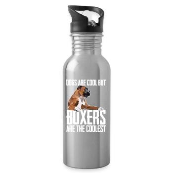 Boxer Dog Dogs Are Cool But Boxers Are Coolest - Water bottle with straw - silver - Right