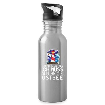 Ostsee Urlaub Geschenk - Trinkflasche mit integriertem Trinkhalm - Lightsilver - Rechts