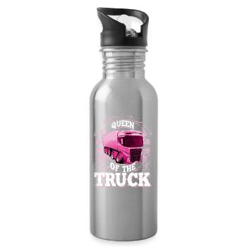 truck driver - Water bottle with straw - silver - Right