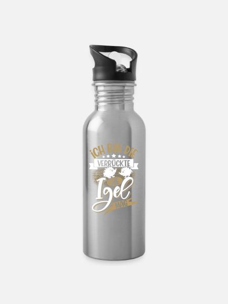 Igel - Trinkflasche mit integriertem Trinkhalm - Lightsilver