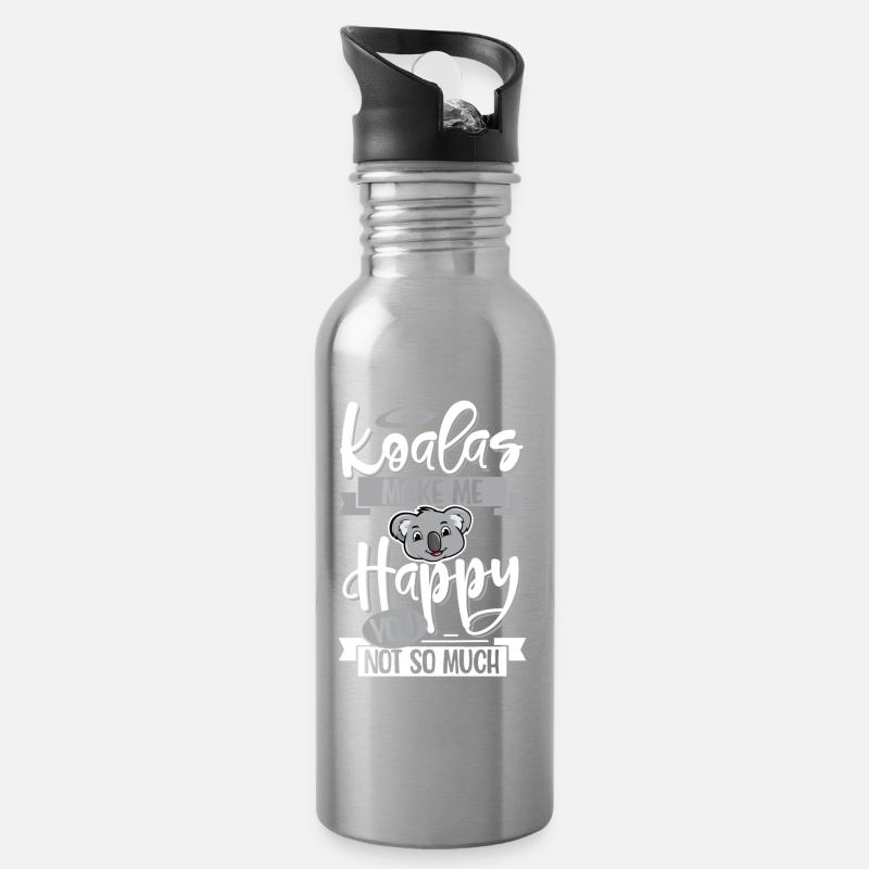Koala - Trinkflasche mit integriertem Trinkhalm - Lightsilver