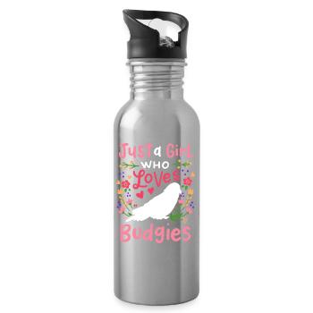 Wellensittich Sittich Wellensittich-Liebhaber - Trinkflasche mit integriertem Trinkhalm - Lightsilver - Rechts