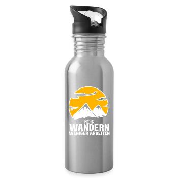 Wandern Berge Wanderer - Trinkflasche mit integriertem Trinkhalm - Lightsilver - Rechts