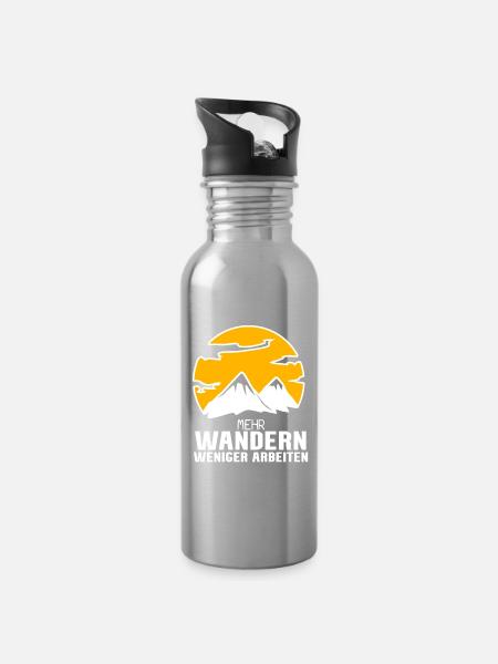 Wandern Berge Wanderer - Trinkflasche mit integriertem Trinkhalm - Lightsilver
