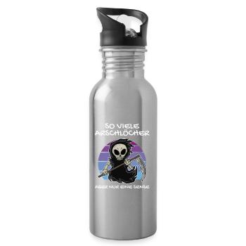 So Viele Arschlöcher Aber Nur Eine Sense - Trinkflasche mit integriertem Trinkhalm - Lightsilver - Rechts
