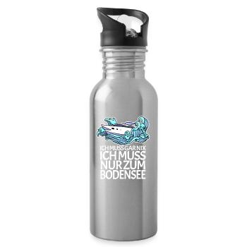 Bodensee - Trinkflasche mit integriertem Trinkhalm - Lightsilver - Rechts