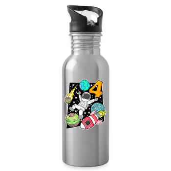 4. Geburtstag Astronaut Jungen Kindergeburtstag - Trinkflasche mit integriertem Trinkhalm - Lightsilver - Rechts