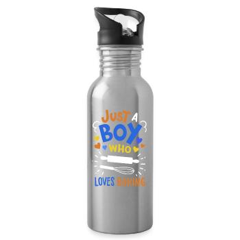 Backen Bäcker Hobbybäcker - Trinkflasche mit integriertem Trinkhalm - Lightsilver - Rechts