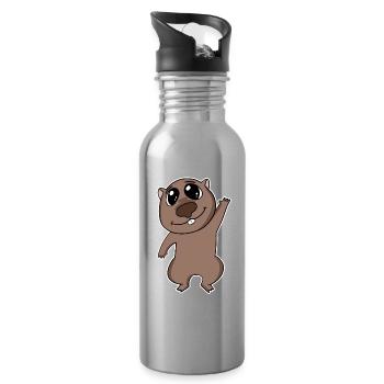 Wombat motif mignon mignon animal - Gourde avec paille intégrée - argent clair - Droite