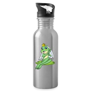 Frosch Braut Schleier Hochzeit - Trinkflasche mit integriertem Trinkhalm - Lightsilver - Rechts