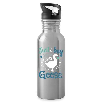 Gänse Gans Gänseliebhaber - Trinkflasche mit integriertem Trinkhalm - Lightsilver - Rechts