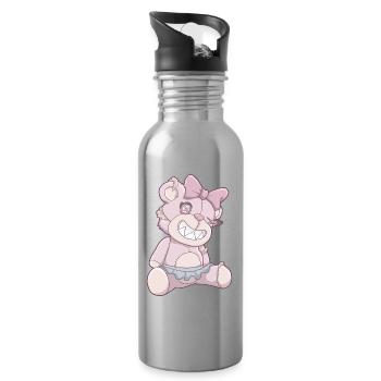 Pastell Gothic Bär - Trinkflasche mit integriertem Trinkhalm - Lightsilver - Rechts