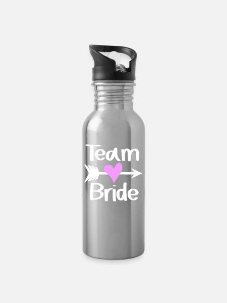 Team Braut - Trinkflasche mit integriertem Trinkhalm - Lightsilver