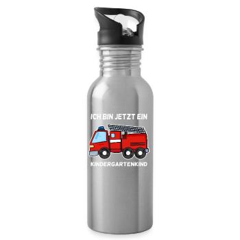 Kindergarten Kind Feuerwehr Schule Einschulung - Trinkflasche mit integriertem Trinkhalm - Lightsilver - Rechts