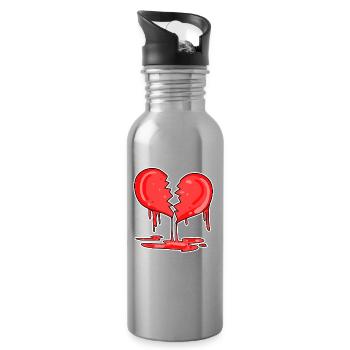 Gebrochenes Herz - Trinkflasche mit integriertem Trinkhalm - Lightsilver - Rechts