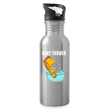 Baby Shower Giraffe Bathtub - Water bottle with straw - silver - Right