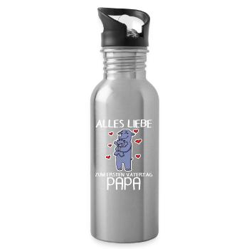 Vatertag - erster Vatertag - Trinkflasche mit integriertem Trinkhalm - Lightsilver - Rechts