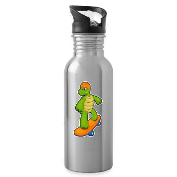 Tortue Skater Skateboard - Gourde avec paille intégrée - argent clair - Droite