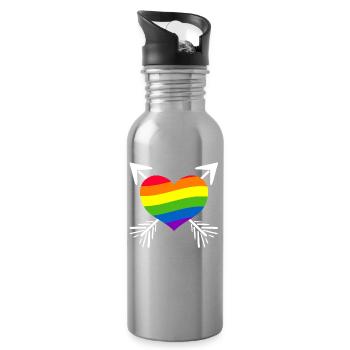 Arc-en-ciel - Gourde avec paille intégrée - argent clair - Droite