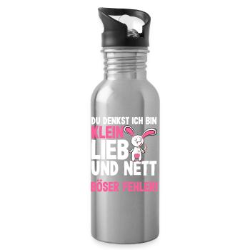 Böses Hasi Klein Lieb Und Nett Halloween Kostüm - Trinkflasche mit integriertem Trinkhalm - Lightsilver - Rechts