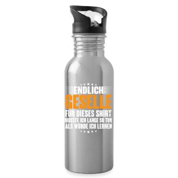 Geselle Gesellenprüfung - Trinkflasche mit integriertem Trinkhalm - Lightsilver - Rechts