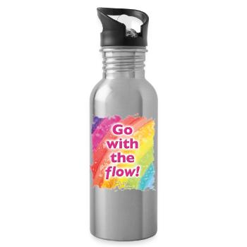 Rainbow flow - Sonja Ariel von Staden - Trinkflasche mit integriertem Trinkhalm - Lightsilver - Rechts