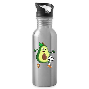 Avocado Soccer Player Soccer - Water bottle with straw - silver - Right